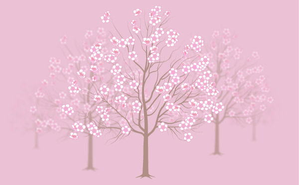 Trees with many blossoms