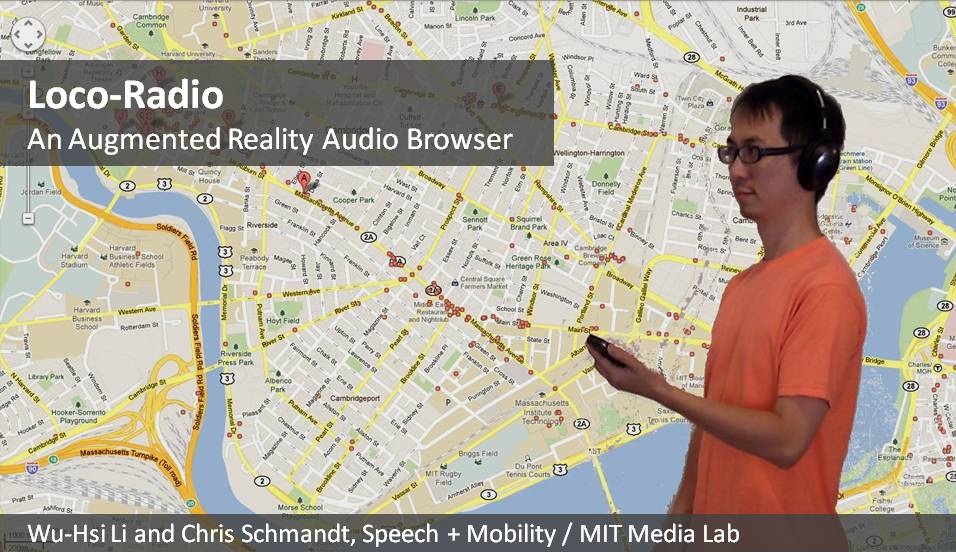 Loco-Radio: an augmented reality audio browser.  By Wu-Hsi Li and Chris Schmandt.  Speech + Mobility / MIT Media Lab.